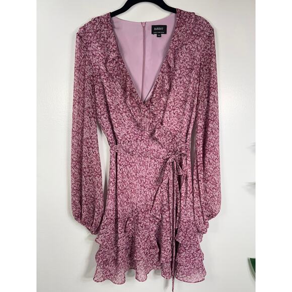 Bardot Dress Pink Long Sleeve Wrap 8 M Occasion Wedding Guest Evening - Picture 2 of 10